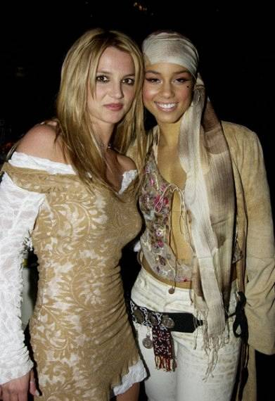 Britney Spears and Alicia Keys rThe 44th Annual GRAMMY Awards - Clive Davis Pre-GRAMMY Party rBeverly Hills Hotel rBeverly Hills California USA rFebruary 26 2002 rPhoto by J Vespa WireImage com r rTo license this image 357983 contact WireImage com