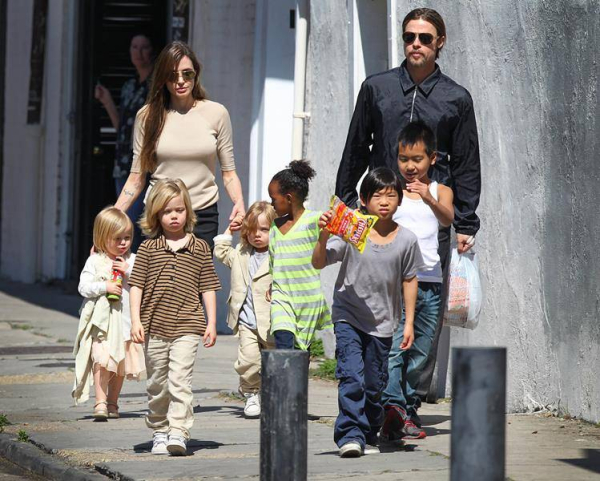 Rarely seen Brad Pitt and Angelina Jolie out with their whole family in New Orleans  LA