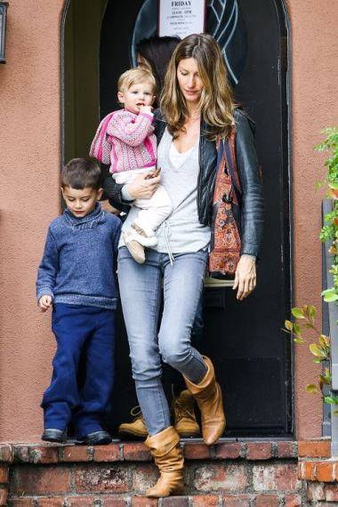 EXCLUSIVE Super model Gisele Bundchen bundles up with her brood to visit doctors office on chilly friday afternoon 
