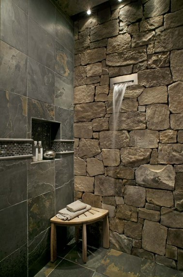 Fantastic-Stone-Wall-Decor-inside-Bathroom-with-Waterfall-Shower-and-Wall-S