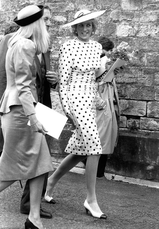 Princess Diana leaving Arundal Castle after attending a wedding