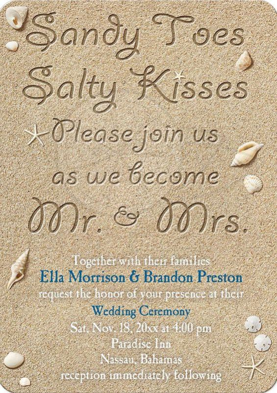 Μία πρόσκληση για ένα γάμο σε στιλ beach party.