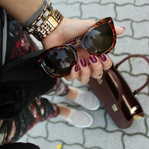 Rock it with burgundy nails!