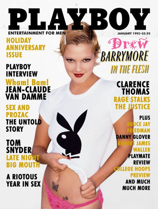 1995: Το γυμνός εξώφυλλο της Drew Barrymore στα 19 της φαίνεται πως έκανε το νονό της Steven Spielberg να της κάνει δώρο μια κουβέρτα για να ντυθεί