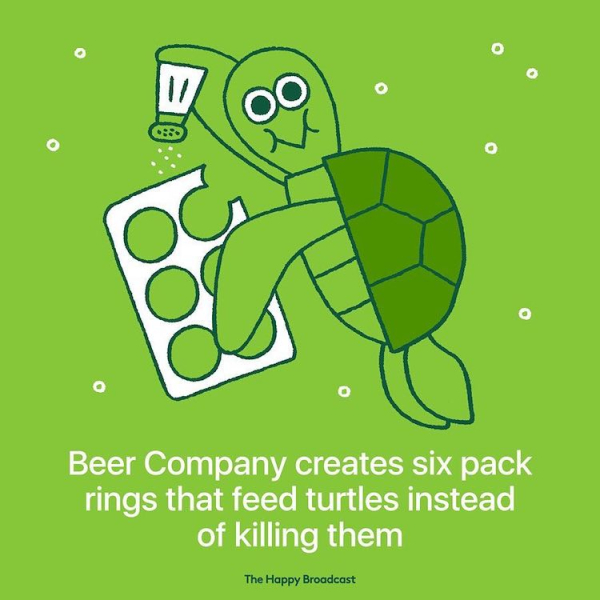 Mια εταιρεία μπύρας δημιουργεί συσκευασίες 6pack που τα δαχτυλίδια τους τρέφουν τις χελώνες αντί να τις σκοτώνουν