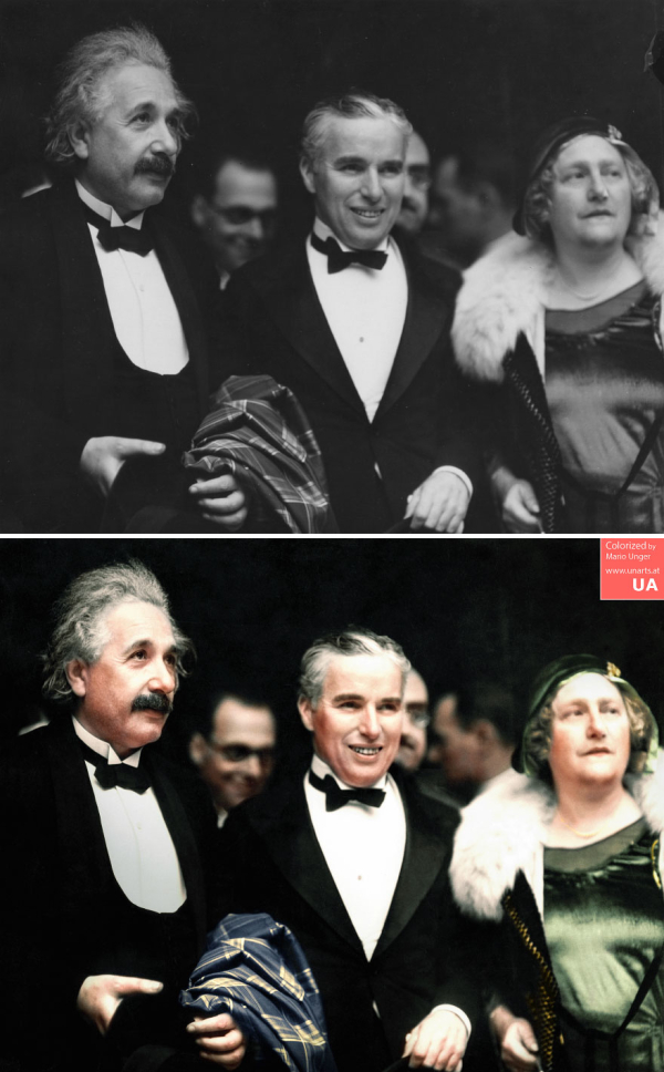 Ο Albert Einstein, η σύζυγός του Elsa και ο Charlie Chaplin, 1931
