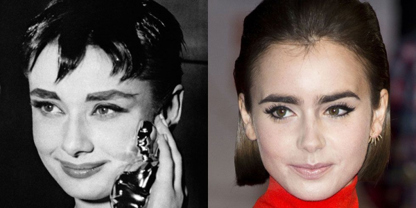 Η Audrey Hepburn (1954) και η Lily Collins
