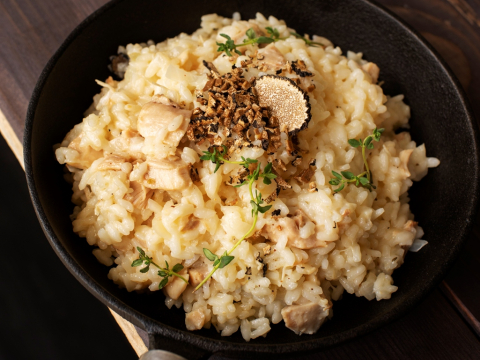 Κρεμώδες ριζότο με αχλάδια και γκοργκοντζόλα