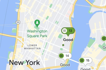 Χάρτης της Νέας Υόρκης με το layer για την ποιότητα του αέρα