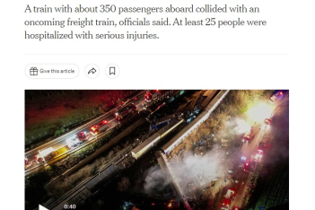 Σύγκρουση τρένων στα Τέμπη: Πρώτο θέμα στον διεθνή Τύπο η τραγωδία στη χώρα 