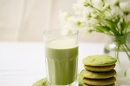 Αφράτα μπισκότα matcha με λευκή σοκολάτα για πρωινό και σνακ